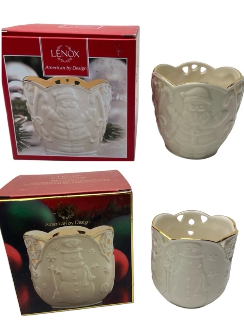 Bundle of 2 Lenox Merry Lights Holiday Christmas Votive Tealight Candle Holders
